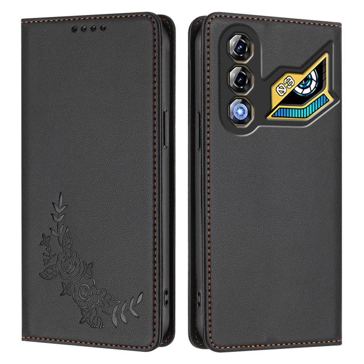 For ZTE nubia Neo 3 GT 5G Peony Embossed Magnetic RFID Vegan Leather Phone Case