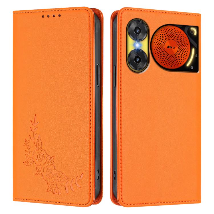 For ZTE nubia Music 2 Peony Embossed Magnetic RFID Vegan Leather Phone Case