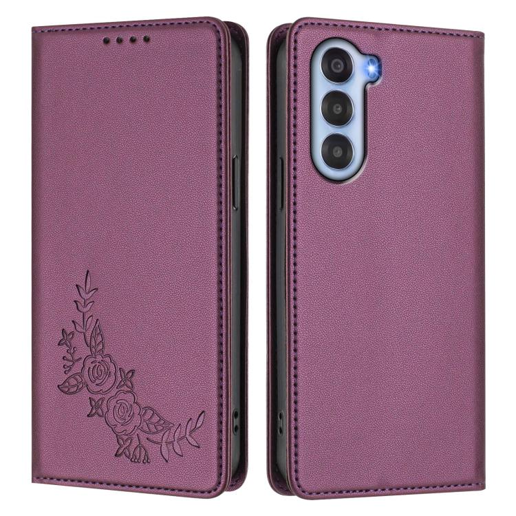 For ZTE nubia S 5G A403ZT Peony Embossed Magnetic RFID Vegan Leather Phone Case