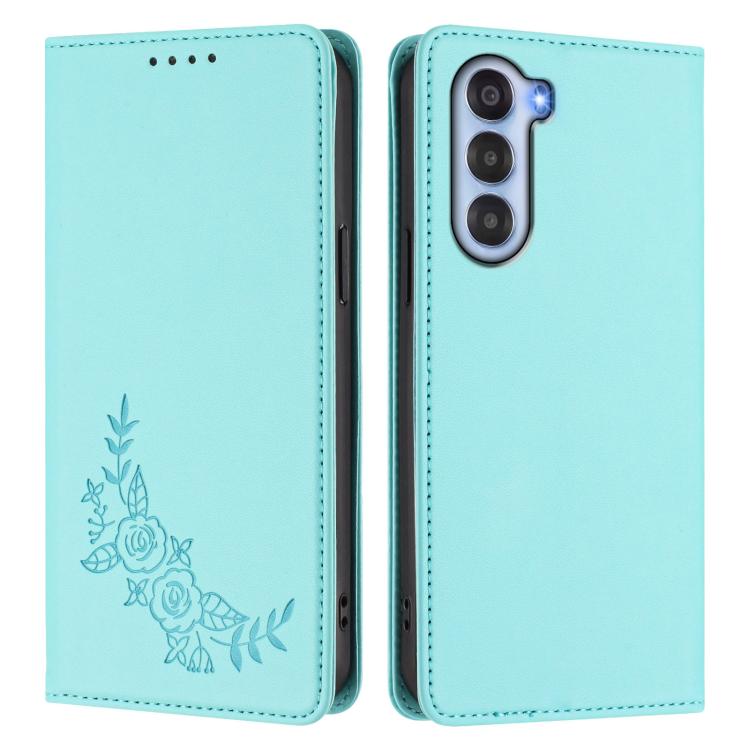 For ZTE nubia S 5G A403ZT Peony Embossed Magnetic RFID Vegan Leather Phone Case
