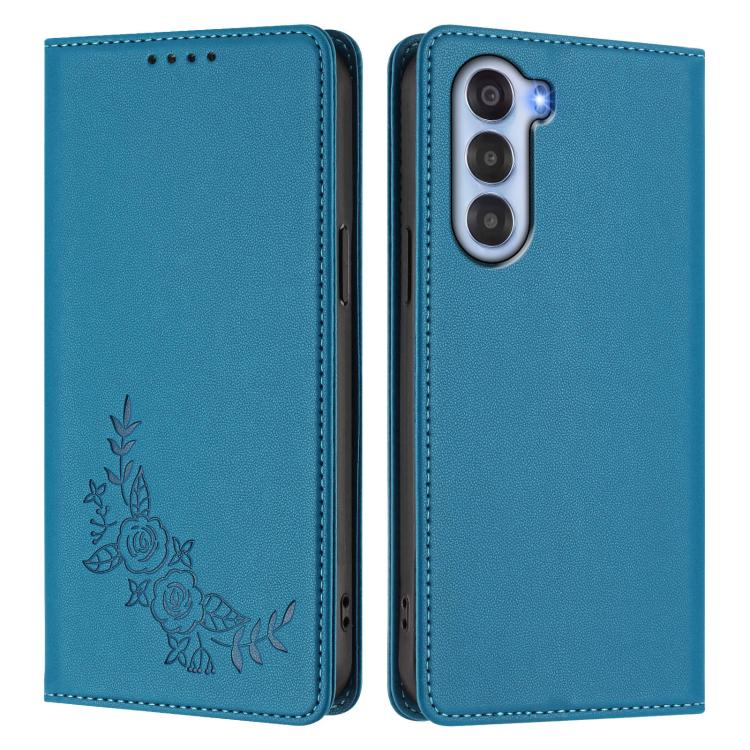 For ZTE nubia S 5G A403ZT Peony Embossed Magnetic RFID Vegan Leather Phone Case