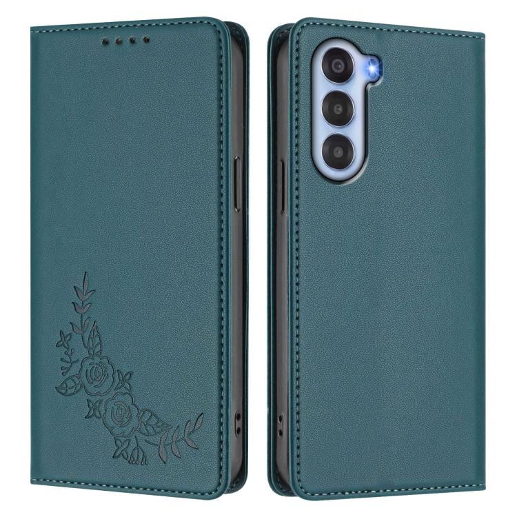 For ZTE nubia S 5G A403ZT Peony Embossed Magnetic RFID Vegan Leather Phone Case