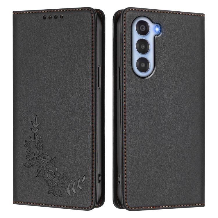 For ZTE nubia S 5G A403ZT Peony Embossed Magnetic RFID Vegan Leather Phone Case