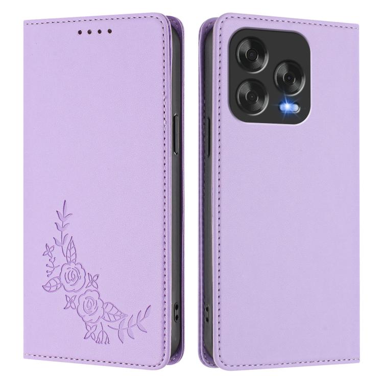 For ZTE Blade V70 Vita / nubia V70 Design Peony Embossed Magnetic RFID Vegan Leather Phone Case