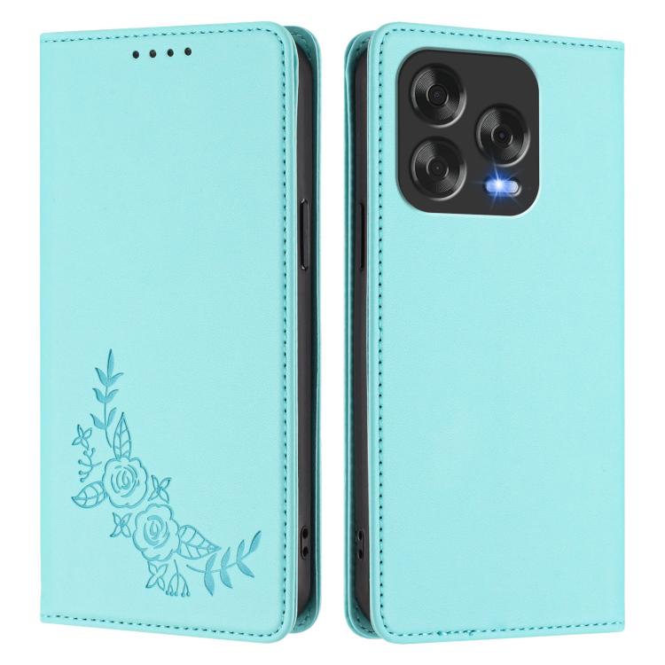 For ZTE Blade V70 Vita / nubia V70 Design Peony Embossed Magnetic RFID Vegan Leather Phone Case