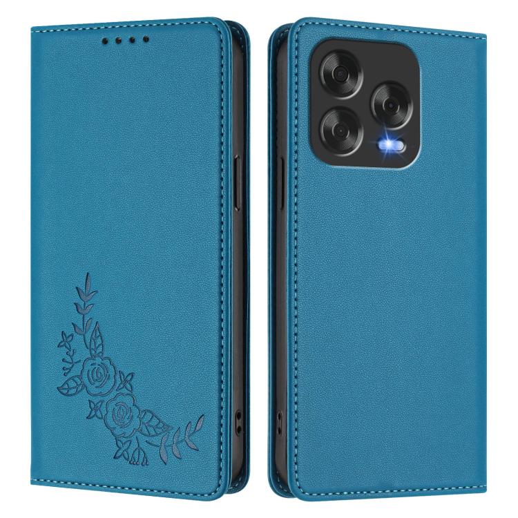 For ZTE Blade V70 Vita / nubia V70 Design Peony Embossed Magnetic RFID Vegan Leather Phone Case