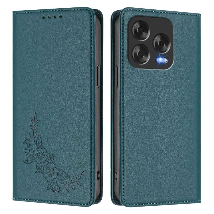 For ZTE Blade V70 Vita / nubia V70 Design Peony Embossed Magnetic RFID Vegan Leather Phone Case