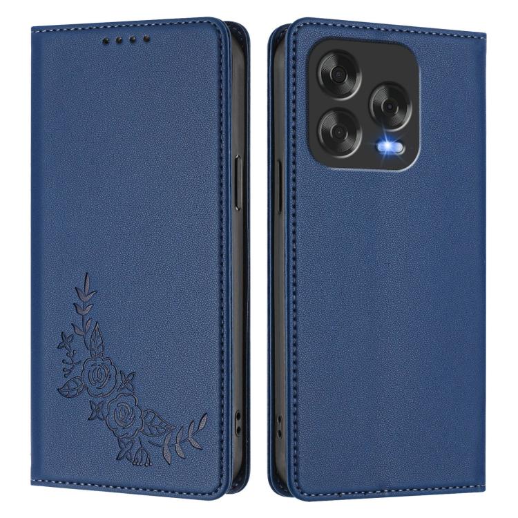 For ZTE Blade V70 Vita / nubia V70 Design Peony Embossed Magnetic RFID Vegan Leather Phone Case