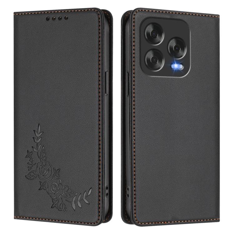 For ZTE Blade V70 Vita / nubia V70 Design Peony Embossed Magnetic RFID Vegan Leather Phone Case