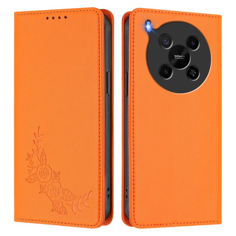 For ZTE Blade V70 Max Peony Embossed Magnetic RFID Vegan Leather Phone Case