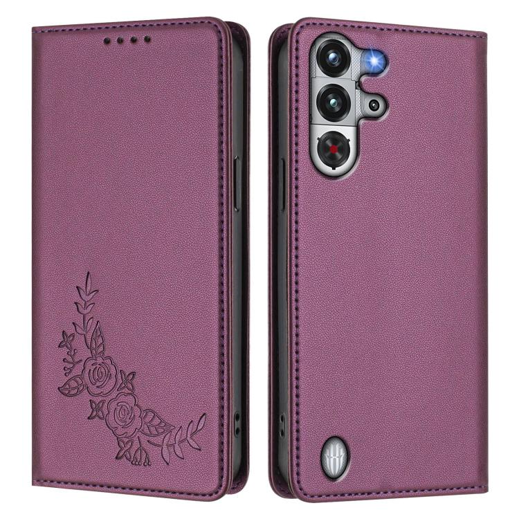 For ZTE nubia RedMagic 10 Pro / 10 Pro+ Peony Embossed Magnetic RFID Vegan Leather Phone Case