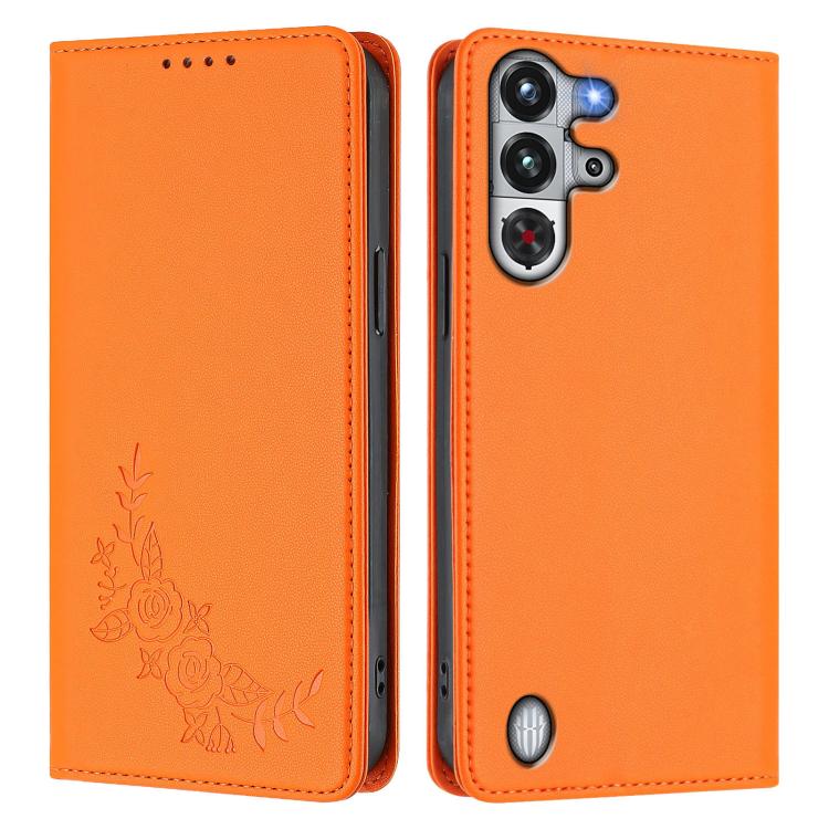 For ZTE nubia RedMagic 10 Pro / 10 Pro+ Peony Embossed Magnetic RFID Vegan Leather Phone Case