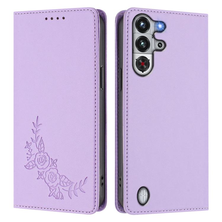 For ZTE nubia RedMagic 10 Pro / 10 Pro+ Peony Embossed Magnetic RFID Vegan Leather Phone Case