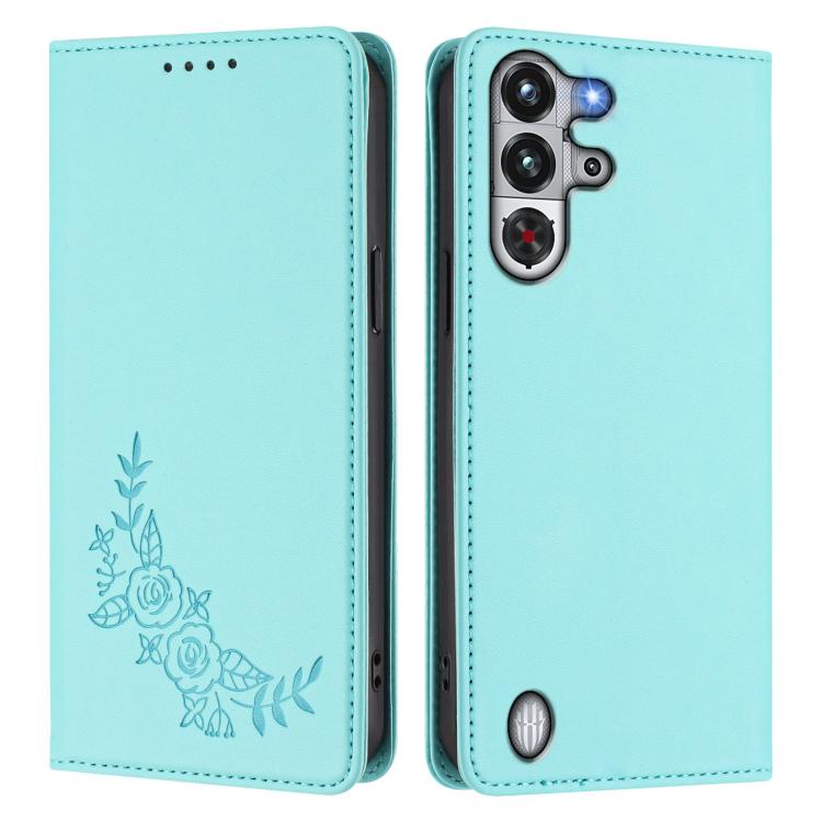 For ZTE nubia RedMagic 10 Pro / 10 Pro+ Peony Embossed Magnetic RFID Vegan Leather Phone Case