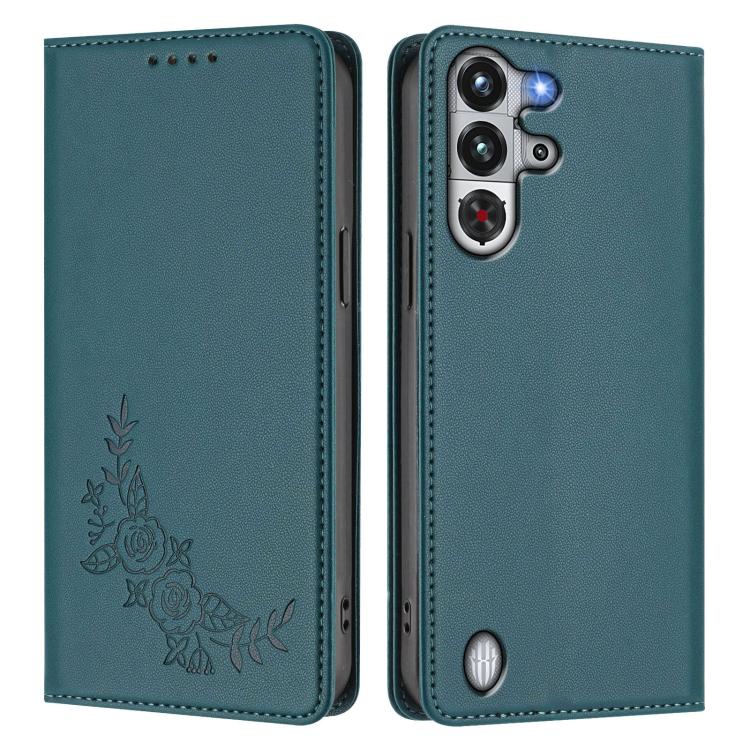 For ZTE nubia RedMagic 10 Pro / 10 Pro+ Peony Embossed Magnetic RFID Vegan Leather Phone Case