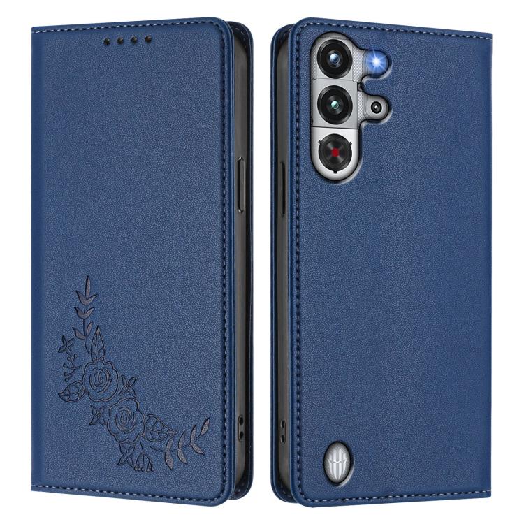 For ZTE nubia RedMagic 10 Pro / 10 Pro+ Peony Embossed Magnetic RFID Vegan Leather Phone Case