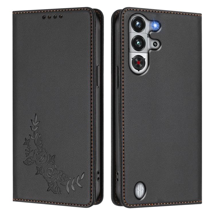 For ZTE nubia RedMagic 10 Pro / 10 Pro+ Peony Embossed Magnetic RFID Vegan Leather Phone Case