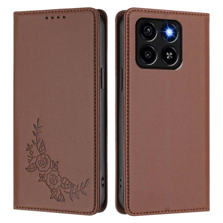 For ZTE Blade A35 / A55 Peony Embossed Magnetic RFID Vegan Leather Phone Case
