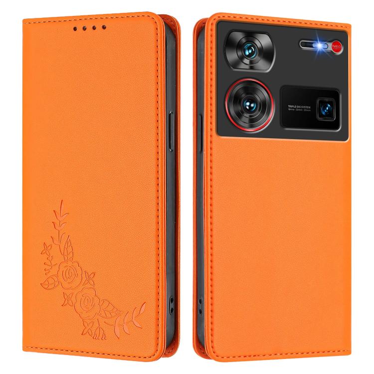 For ZTE nubia Z60 Ultra Peony Embossed Magnetic RFID Vegan Leather Phone Case