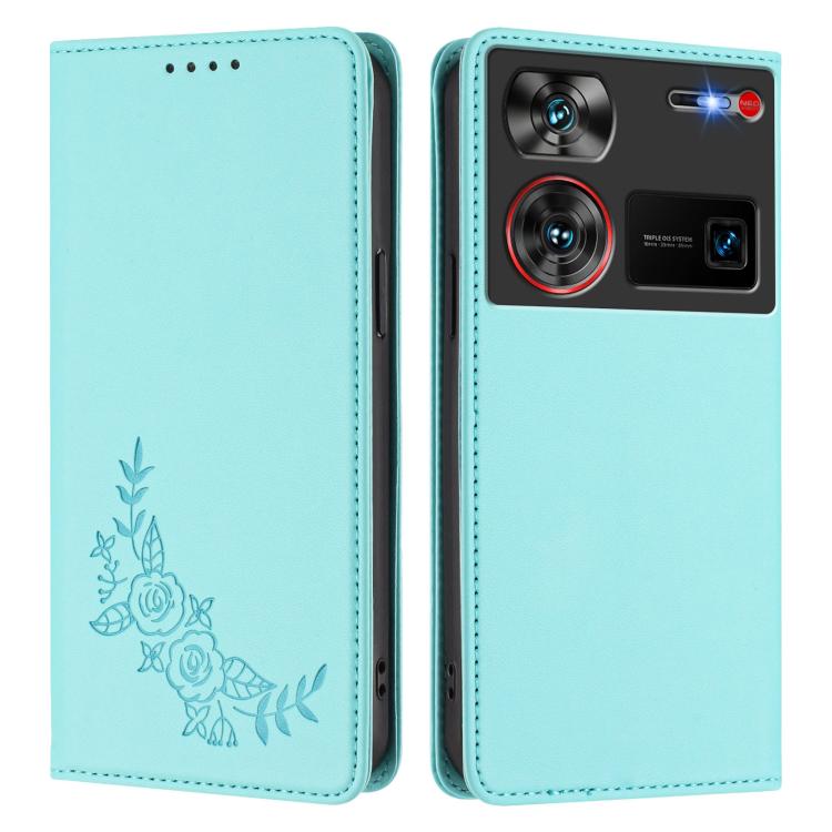 For ZTE nubia Z60 Ultra Peony Embossed Magnetic RFID Vegan Leather Phone Case