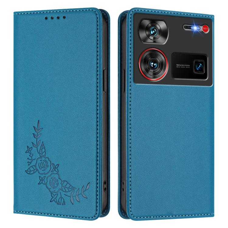 For ZTE nubia Z60 Ultra Peony Embossed Magnetic RFID Vegan Leather Phone Case