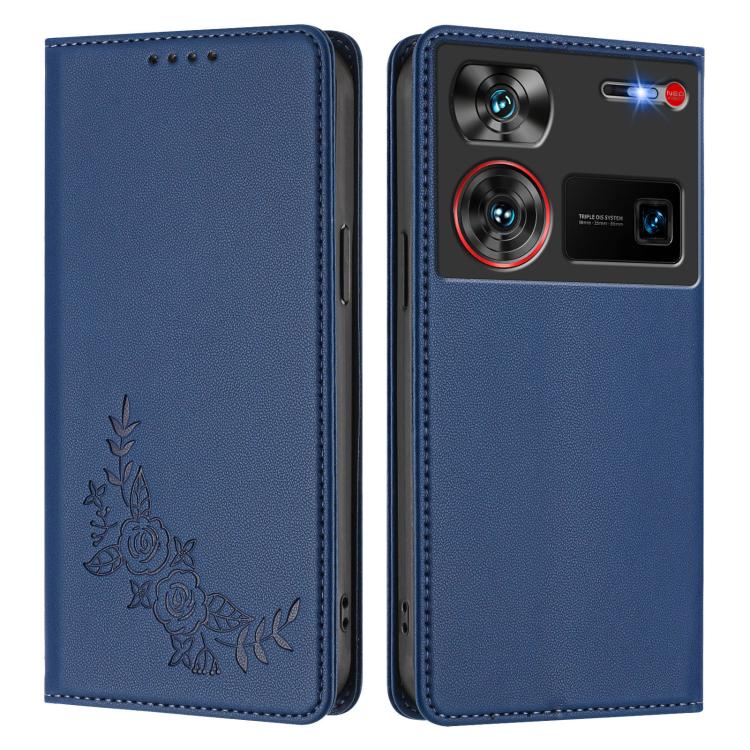 For ZTE nubia Z60 Ultra Peony Embossed Magnetic RFID Vegan Leather Phone Case