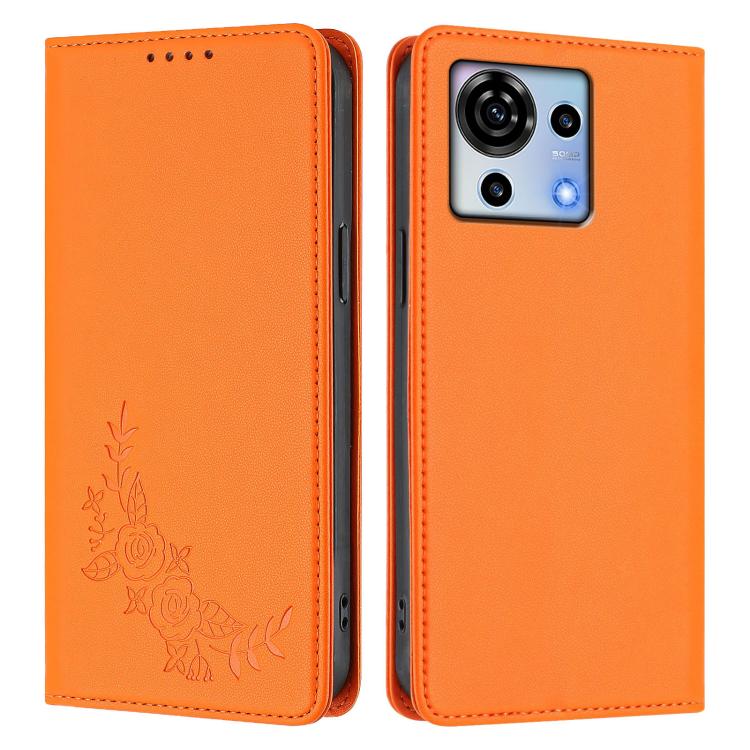 For ZTE Blade V50 Vita Peony Embossed Magnetic RFID Vegan Leather Phone Case