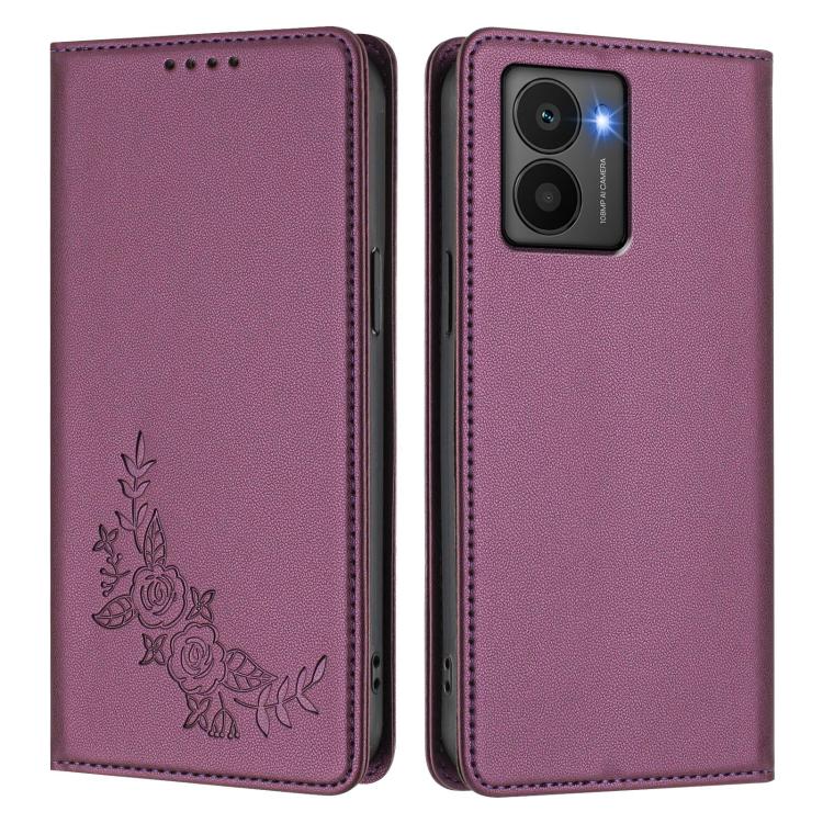 For HMD Fuison Peony Embossed Magnetic RFID Vegan Leather Phone Case