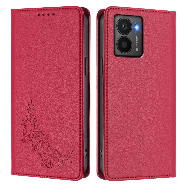 For HMD Fuison Peony Embossed Magnetic RFID Vegan Leather Phone Case