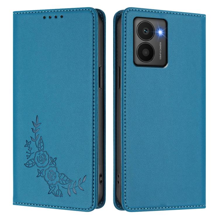 For HMD Fuison Peony Embossed Magnetic RFID Vegan Leather Phone Case