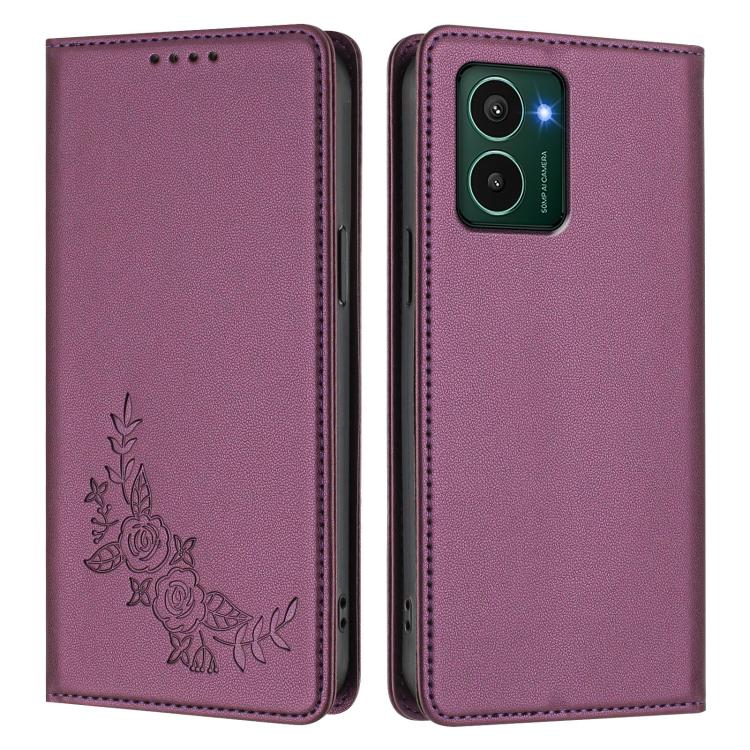 For HMD Pulse Pro / Pulse / Pulse+ Peony Embossed Magnetic RFID Vegan Leather Phone Case