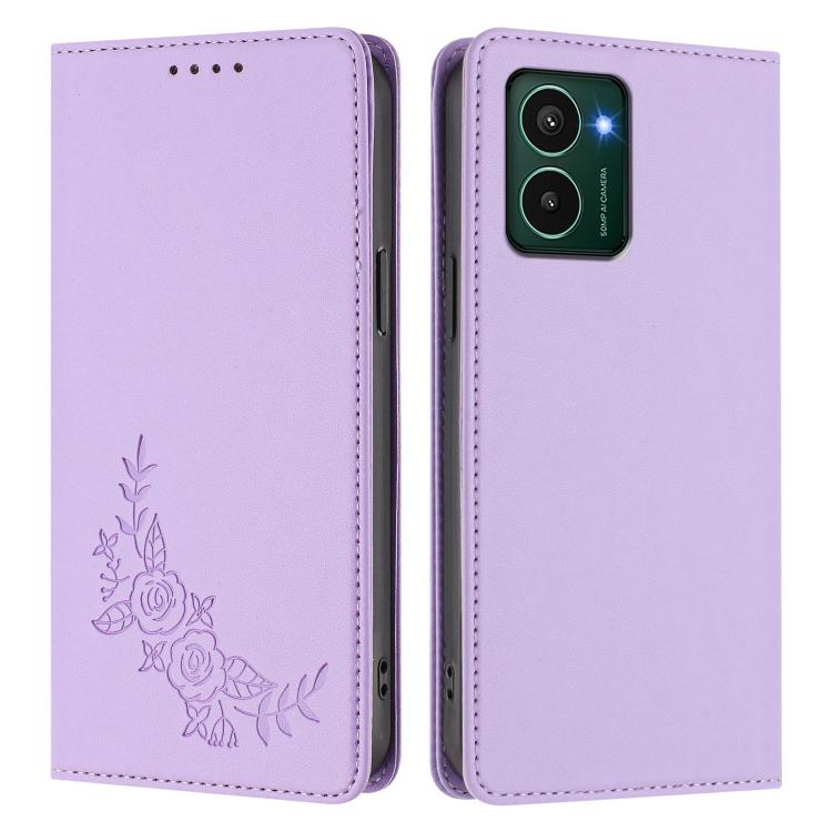 For HMD Pulse Pro / Pulse / Pulse+ Peony Embossed Magnetic RFID Vegan Leather Phone Case