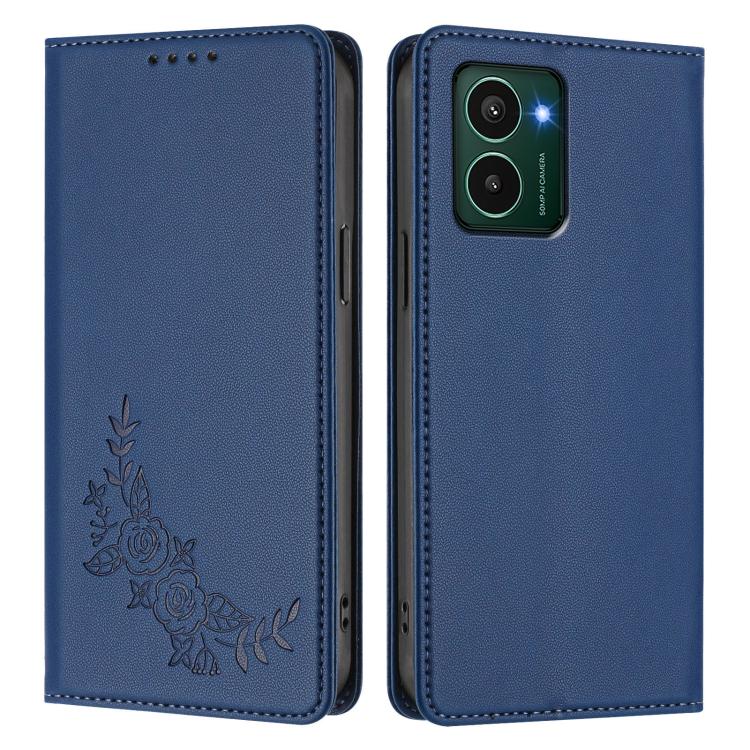 For HMD Pulse Pro / Pulse / Pulse+ Peony Embossed Magnetic RFID Vegan Leather Phone Case
