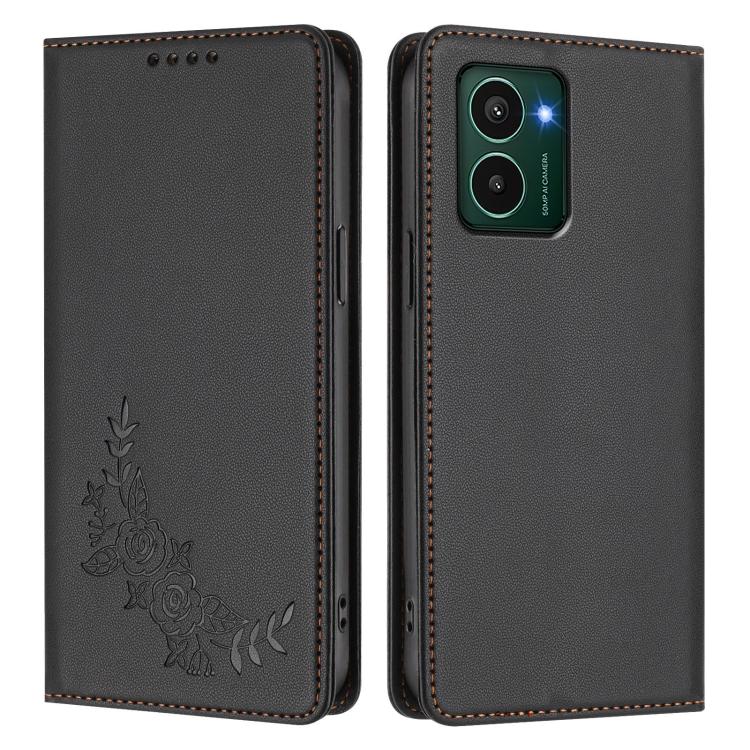 For HMD Pulse Pro / Pulse / Pulse+ Peony Embossed Magnetic RFID Vegan Leather Phone Case
