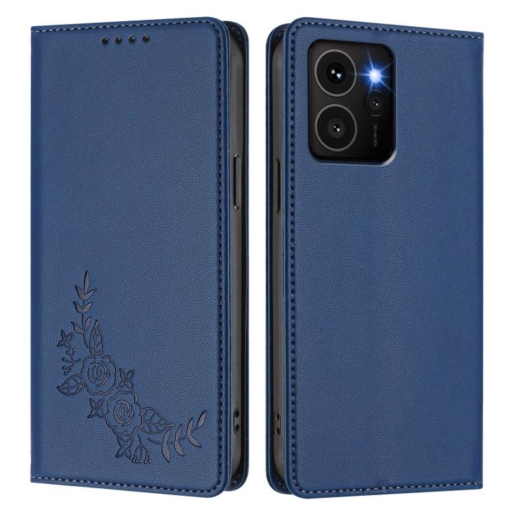 For HMD Skyline Peony Embossed Magnetic RFID Vegan Leather Phone Case