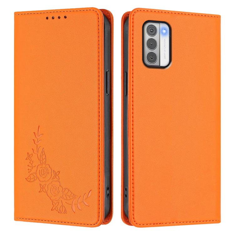 For Nokia G42 / G310 Peony Embossed Magnetic RFID Vegan Leather Phone Case