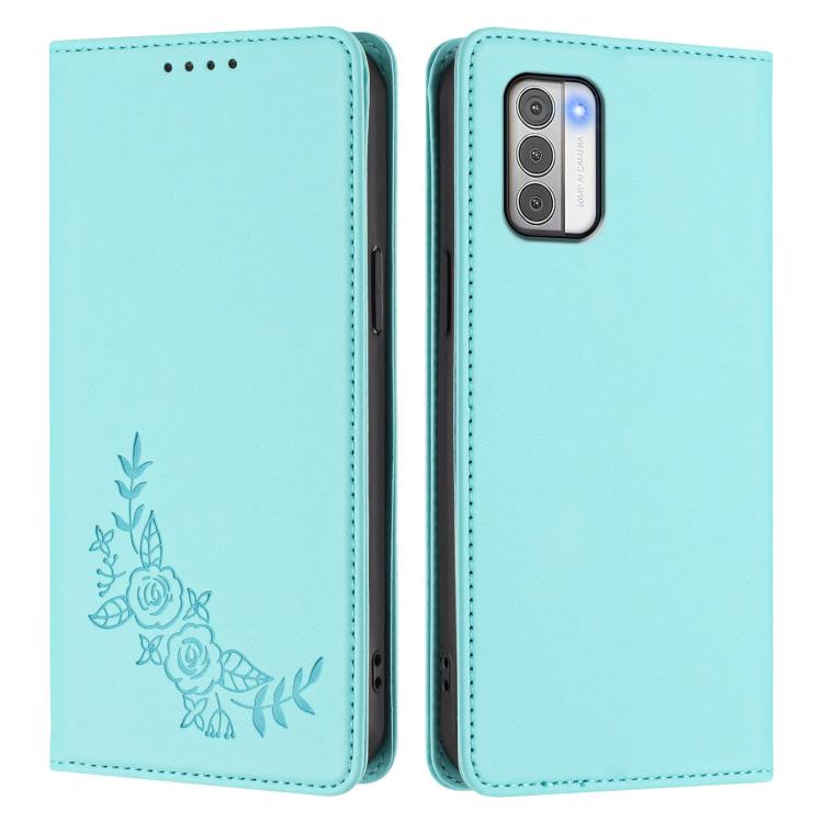 For Nokia G42 / G310 Peony Embossed Magnetic RFID Vegan Leather Phone Case