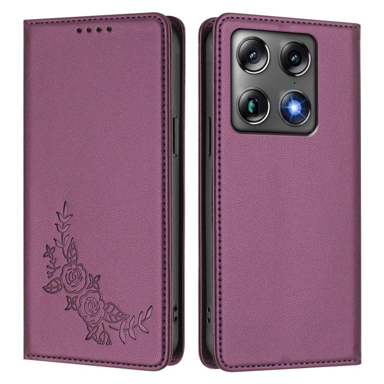 For Motorola Moto X70 Air Pro / Signature 5G Peony Embossed Magnetic RFID Vegan Leather Phone Case