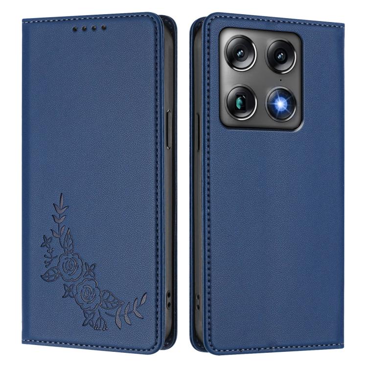 For Motorola Moto X70 Air Pro / Signature 5G Peony Embossed Magnetic RFID Vegan Leather Phone Case
