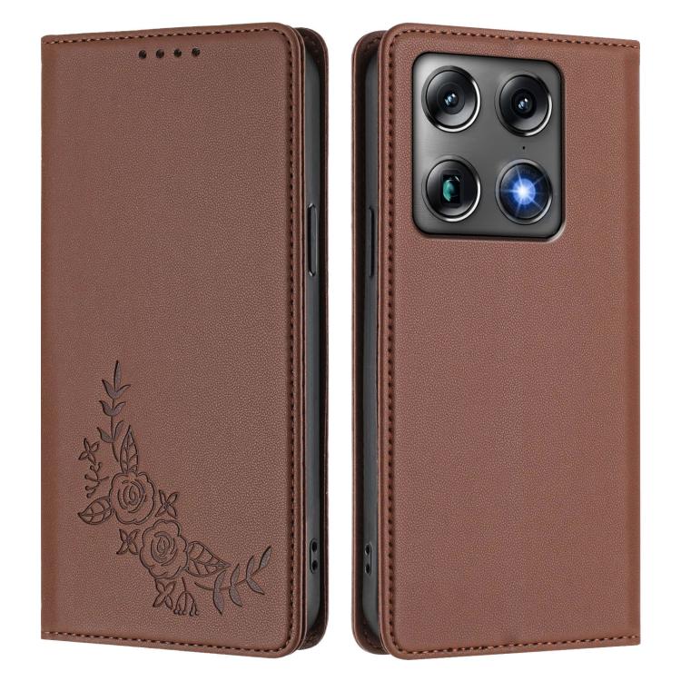 For Motorola Moto X70 Air Pro / Signature 5G Peony Embossed Magnetic RFID Vegan Leather Phone Case