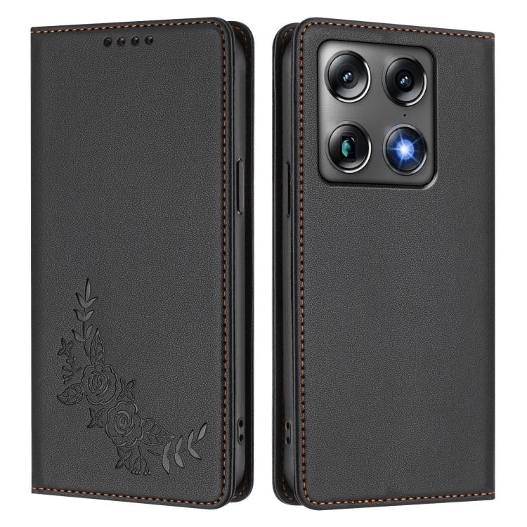 For Motorola Moto X70 Air Pro / Signature 5G Peony Embossed Magnetic RFID Vegan Leather Phone Case