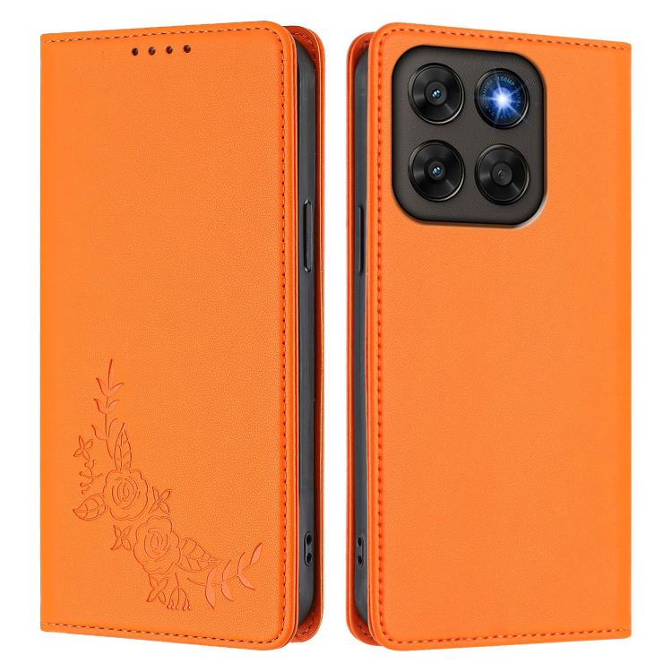 For Motorola Moto G87 / G67 / G77 5G Peony Embossed Magnetic RFID Vegan Leather Phone Case