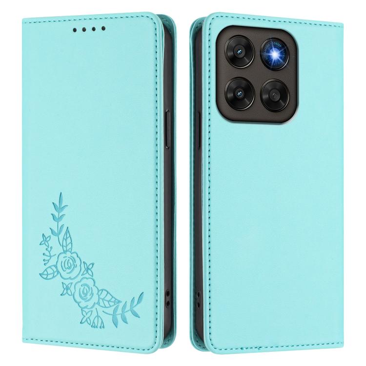 For Motorola Moto G87 / G67 / G77 5G Peony Embossed Magnetic RFID Vegan Leather Phone Case
