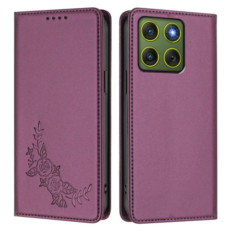 For Motorola Edge 70 5G / X70 Air 5G Peony Embossed Magnetic RFID Vegan Leather Phone Case