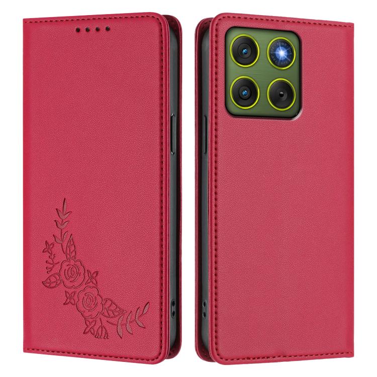 For Motorola Edge 70 5G / X70 Air 5G Peony Embossed Magnetic RFID Vegan Leather Phone Case