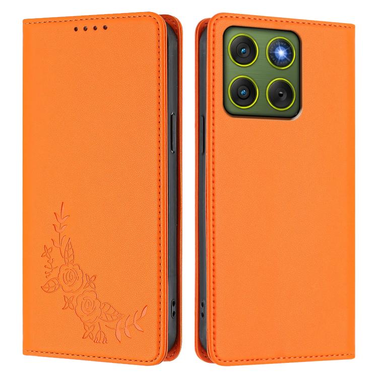 For Motorola Edge 70 5G / X70 Air 5G Peony Embossed Magnetic RFID Vegan Leather Phone Case