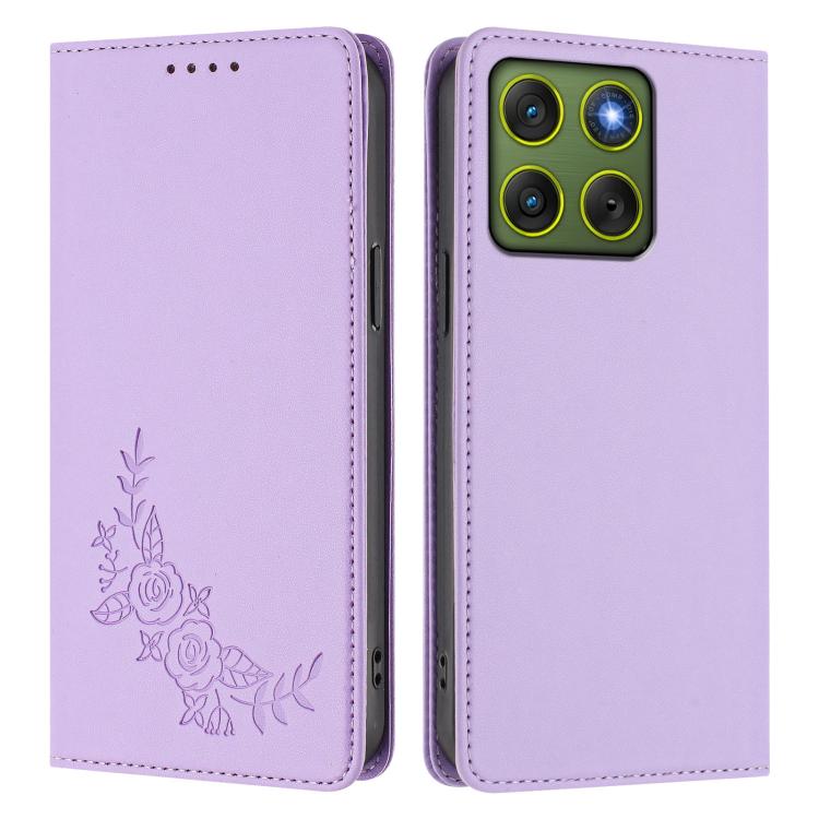 For Motorola Edge 70 5G / X70 Air 5G Peony Embossed Magnetic RFID Vegan Leather Phone Case