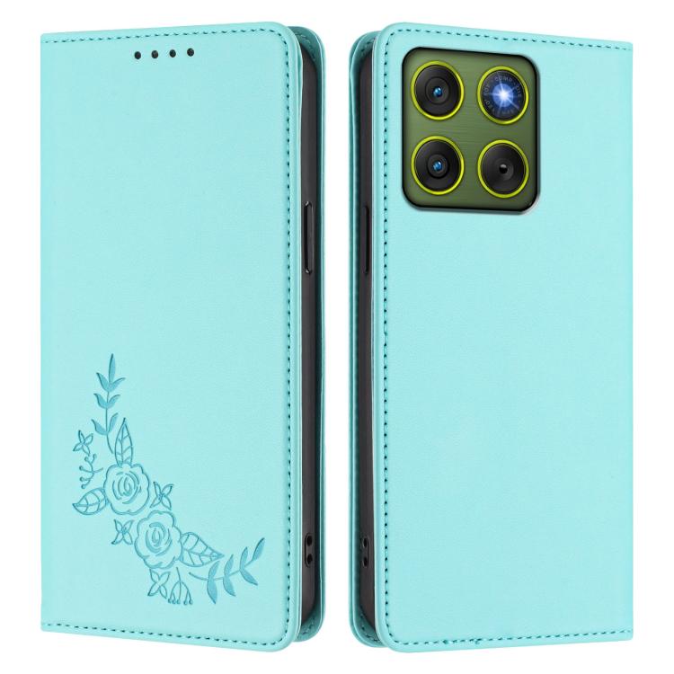 For Motorola Edge 70 5G / X70 Air 5G Peony Embossed Magnetic RFID Vegan Leather Phone Case