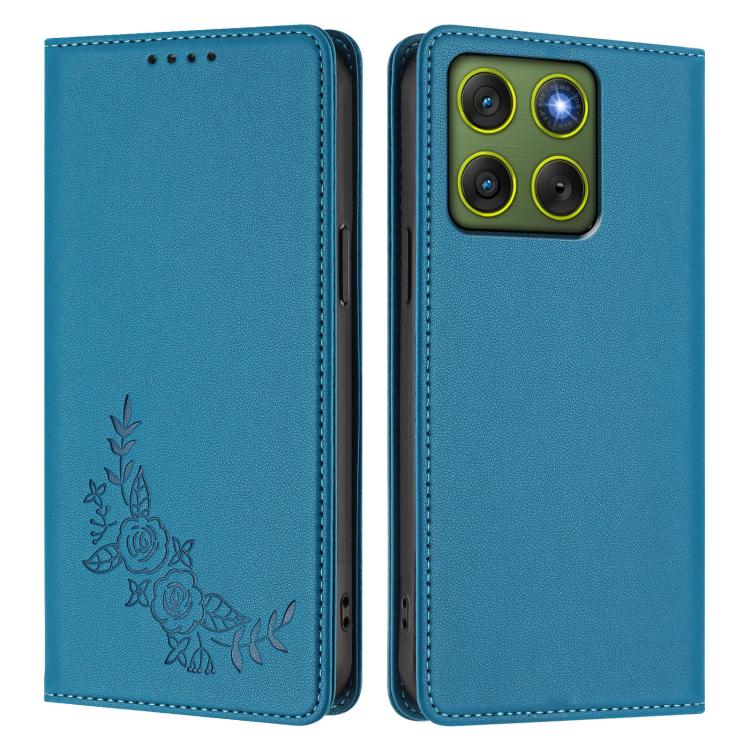 For Motorola Edge 70 5G / X70 Air 5G Peony Embossed Magnetic RFID Vegan Leather Phone Case