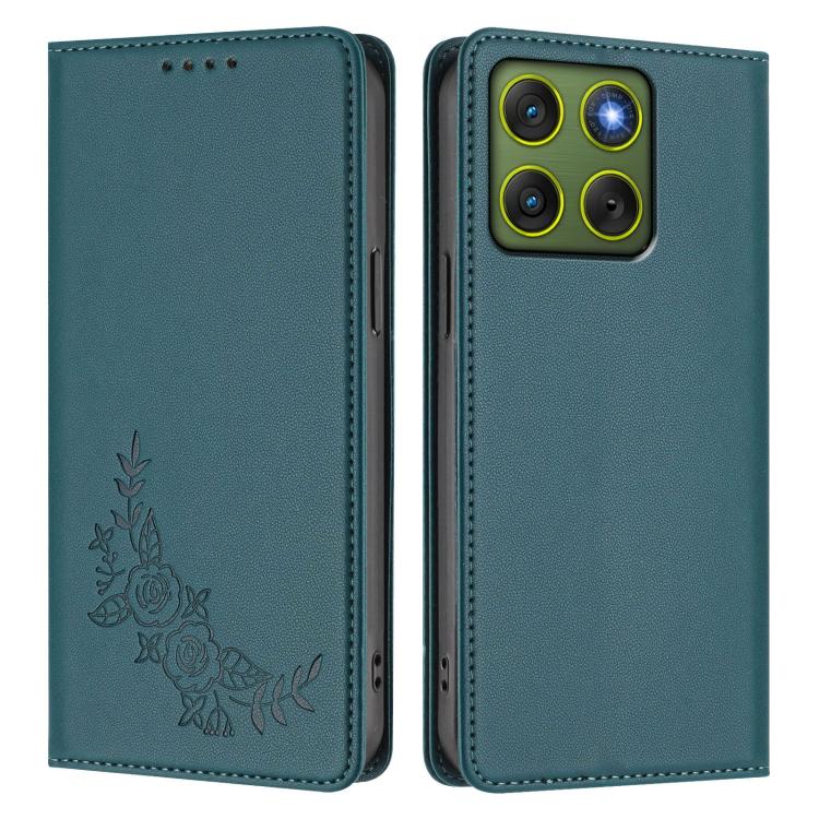 For Motorola Edge 70 5G / X70 Air 5G Peony Embossed Magnetic RFID Vegan Leather Phone Case